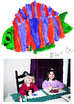 Children drawing fish