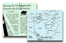 A newspaper clipping and map