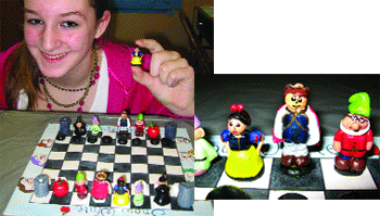 Child with Snow White chess set