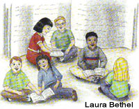 Illustration of children reading