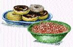 Illustration of doughnuts, pretzels and Cheerios