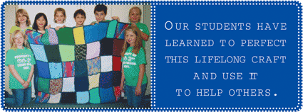 Students with an afghan