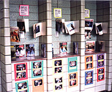 A hallway lending library