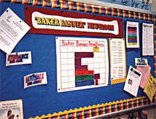 A bulleting board for the The Baker Banner School Newspaper
